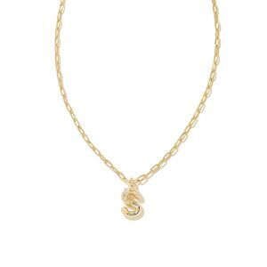 Crystal Letter S Short Pendant Necklace, 14k Gold-Plated Brass